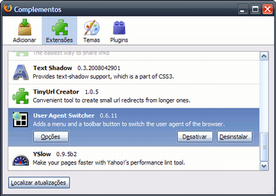 User Agent Switcher no Windows